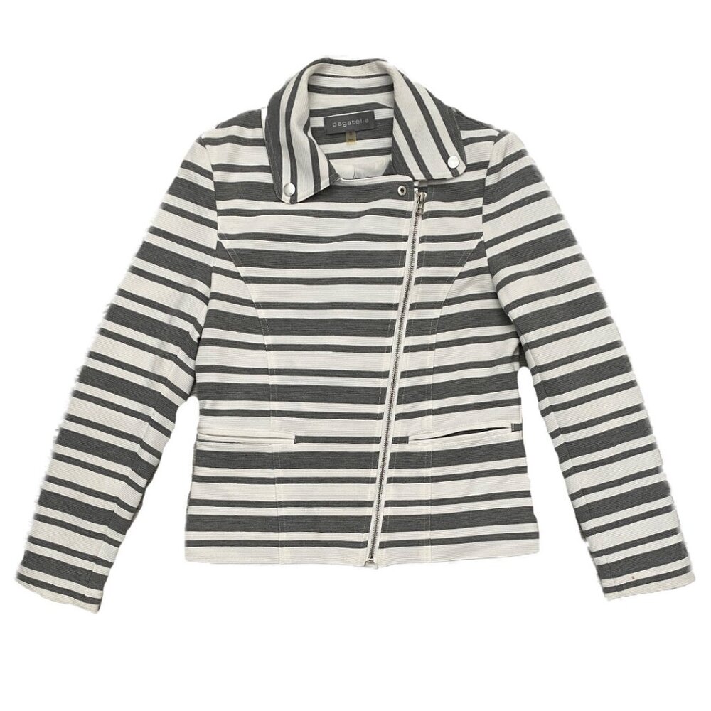Bagatelle Designer Women’s Light Zipper Striped Cardigan Jacket - M